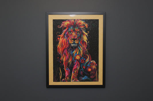 Framed Diamond Art Multi Colored Lion