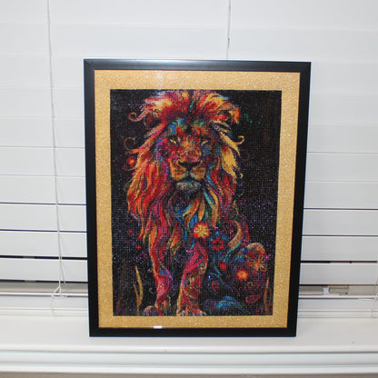 Framed Diamond Art Multi Colored Lion