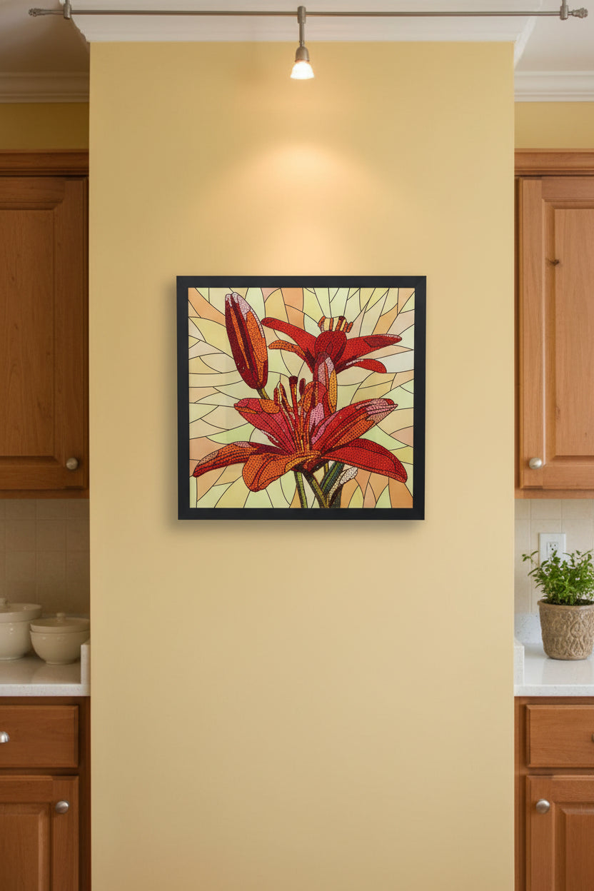 Gorgeous Diamond Art Framed Multi Colored Flowers