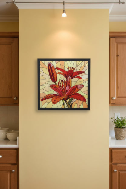 Gorgeous Diamond Art Framed Multi Colored Flowers