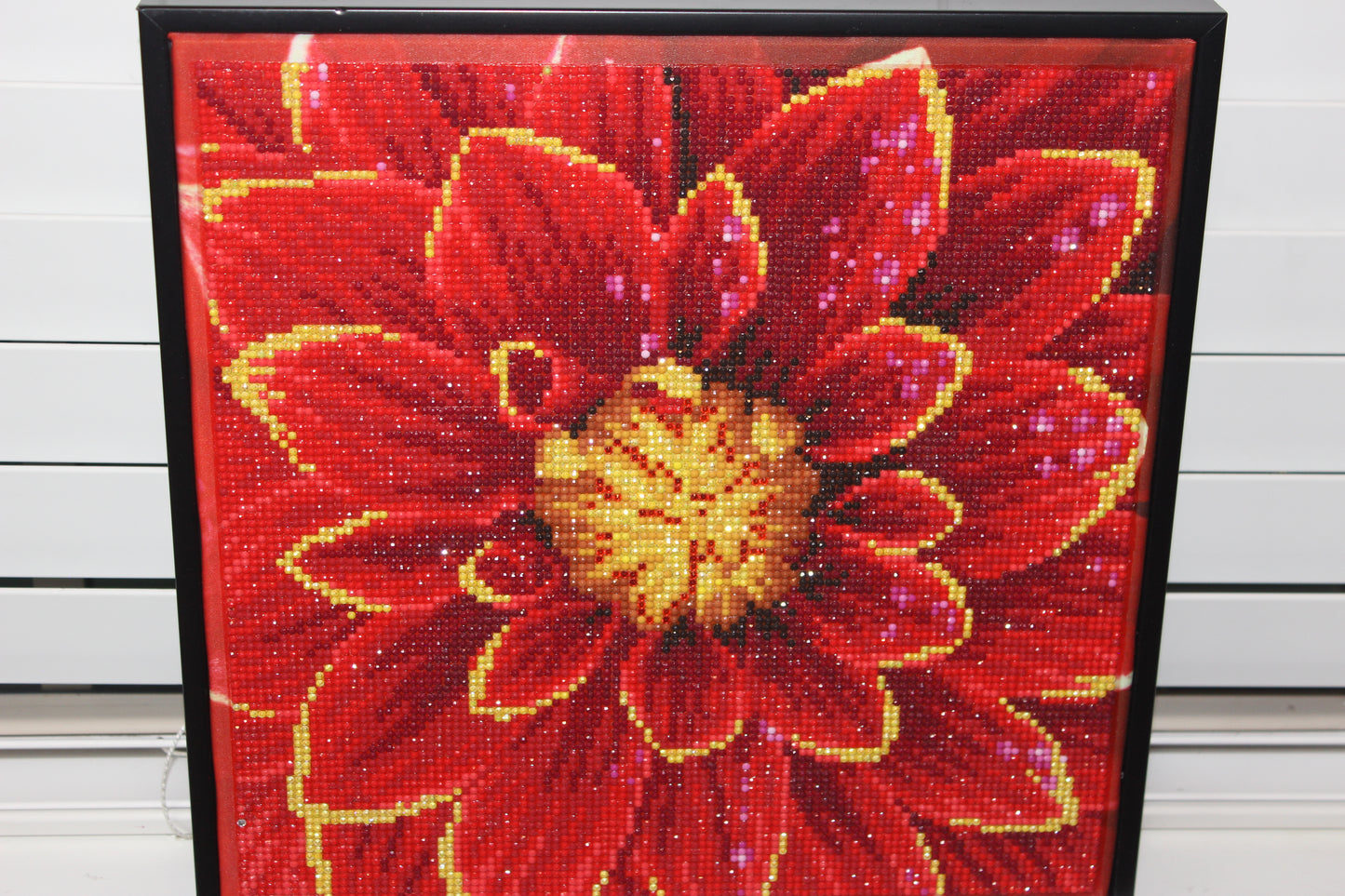 Gorgeous Diamond Art Red Fire Flower on Metal Frame