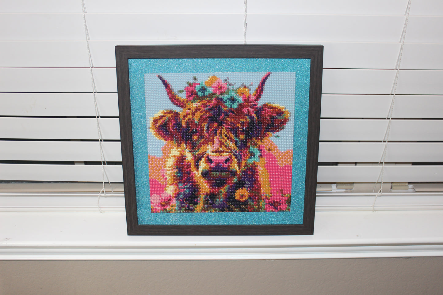 Gorgeous Diamond Art With a Small Cow With Multi Colored Hair