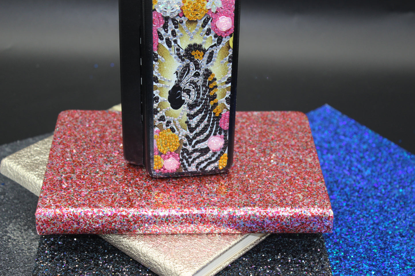 Diamond Art Zebra Eyeglass Case