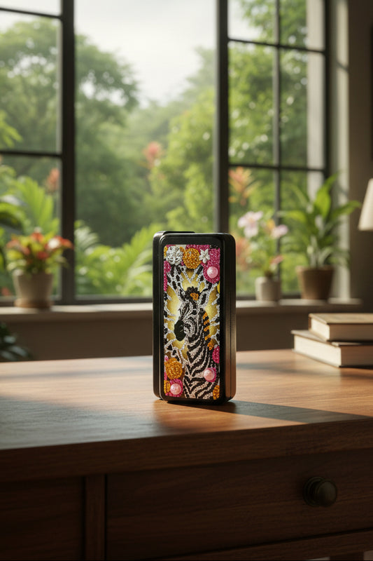 Diamond Art Zebra Eyeglass Case