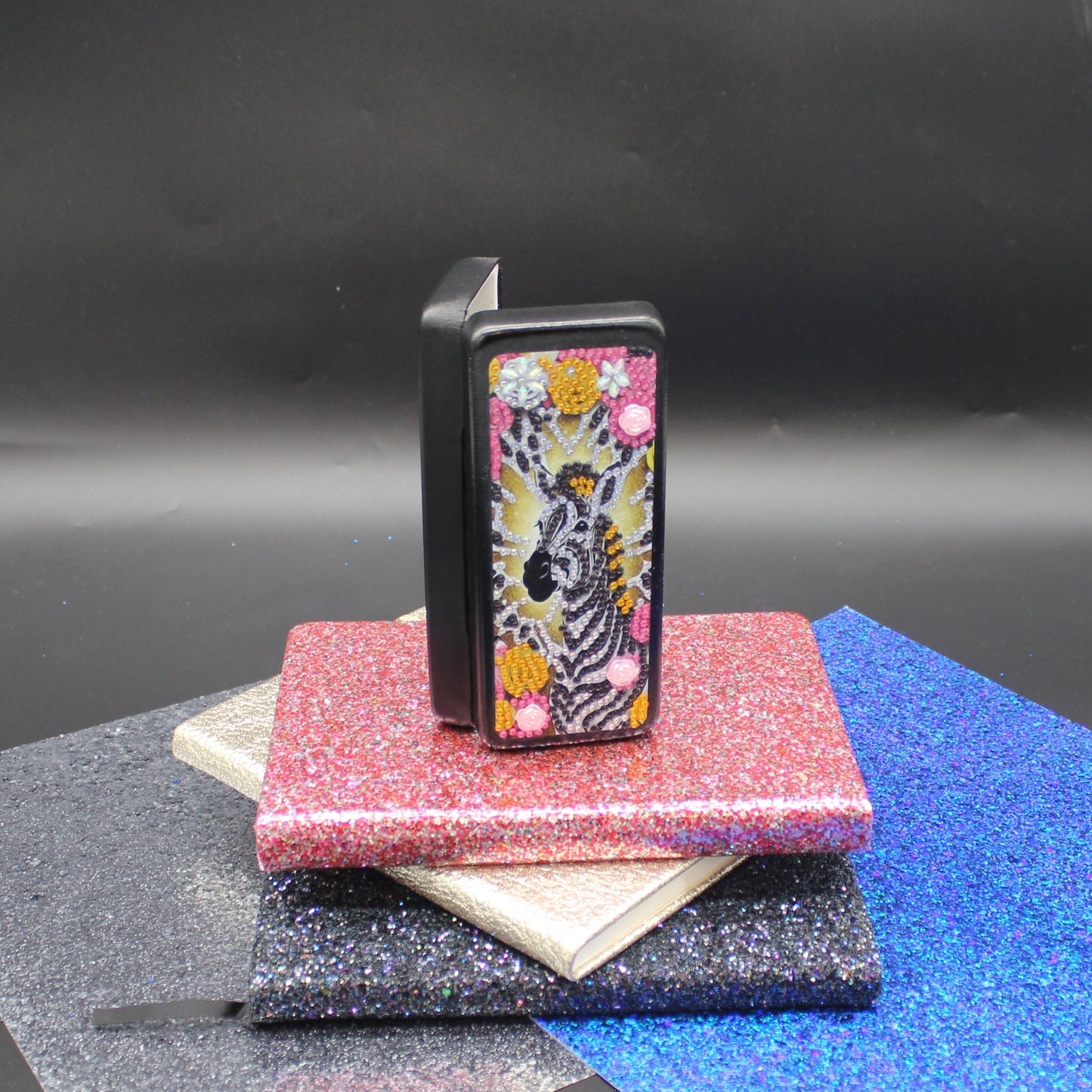 Diamond Art Zebra Eyeglass Case