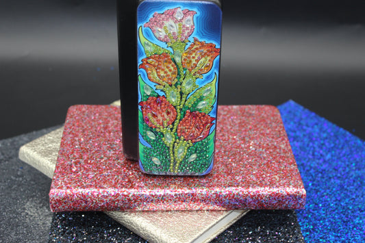 Diamond Art Multi Colored Flower Eyeglass Case