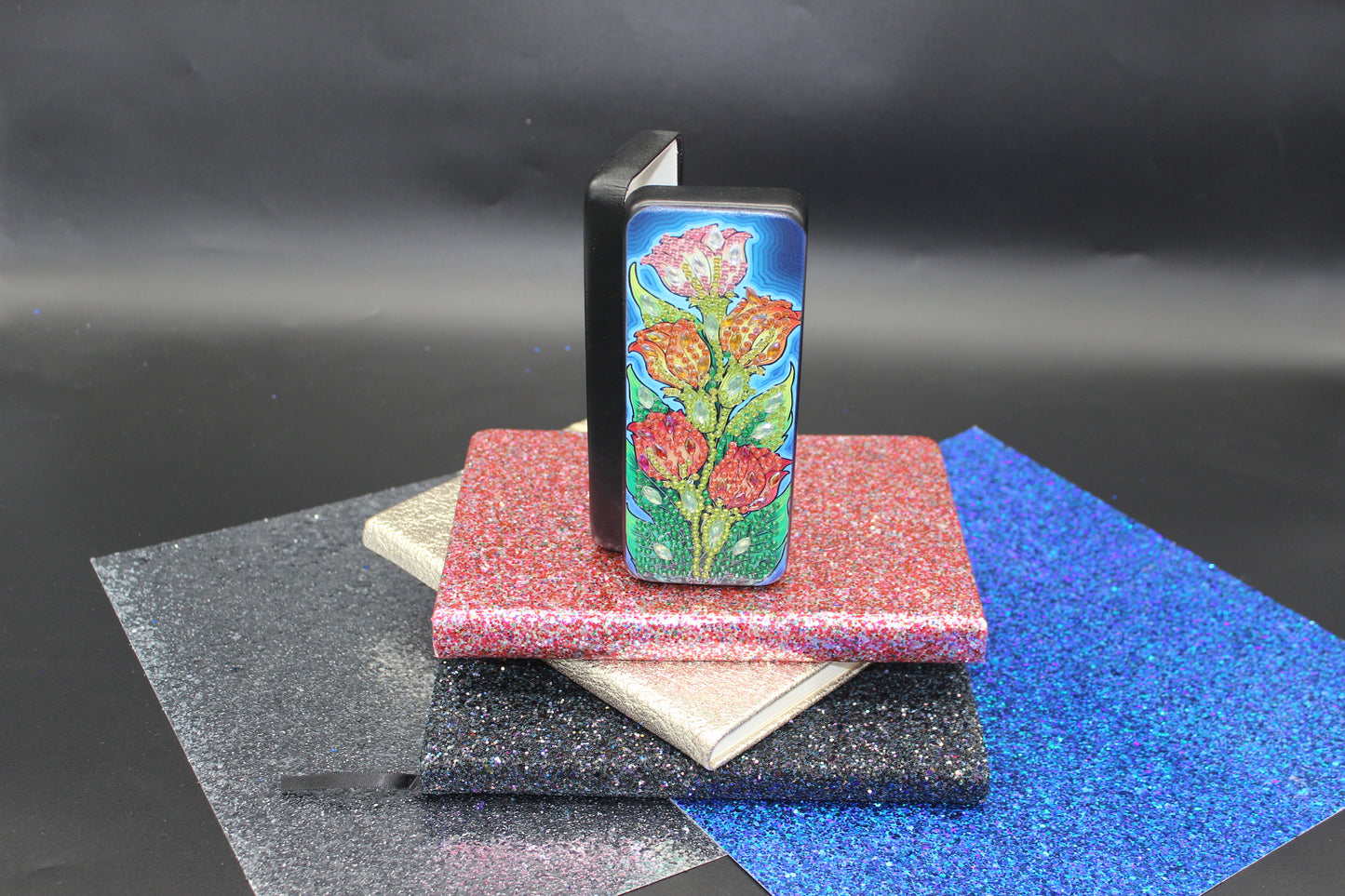 Diamond Art Multi Colored Flower Eyeglass Case