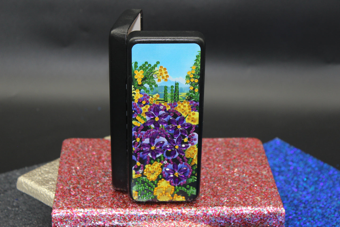Diamond Art Multi Colored Purple and Yellow Flowers