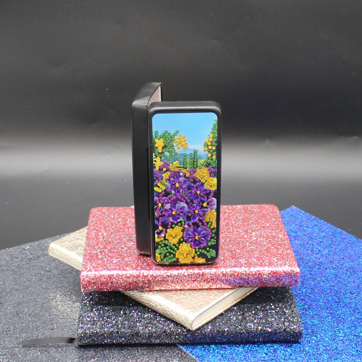 Diamond Art Multi Colored Purple and Yellow Flowers