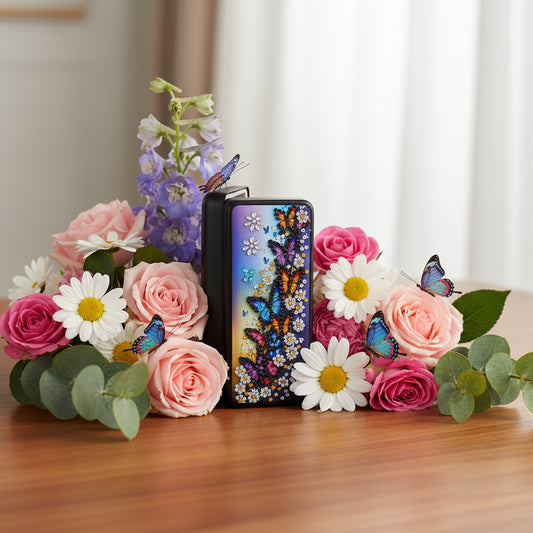 Diamond Art Multi Colored Purple Blue and Yellow Butterflies