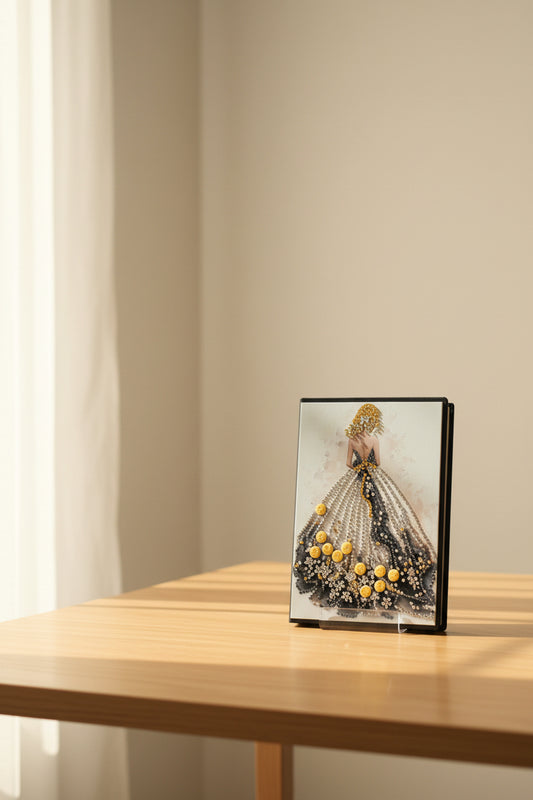 Diamond Art Journal with Beautiful Woman with Long Yellow Flowery Dress and Long Blond Hair