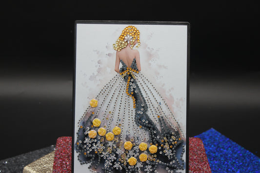 Diamond Art Journal with Beautiful Woman with Long Yellow Flowery Dress and Long Blond Hair