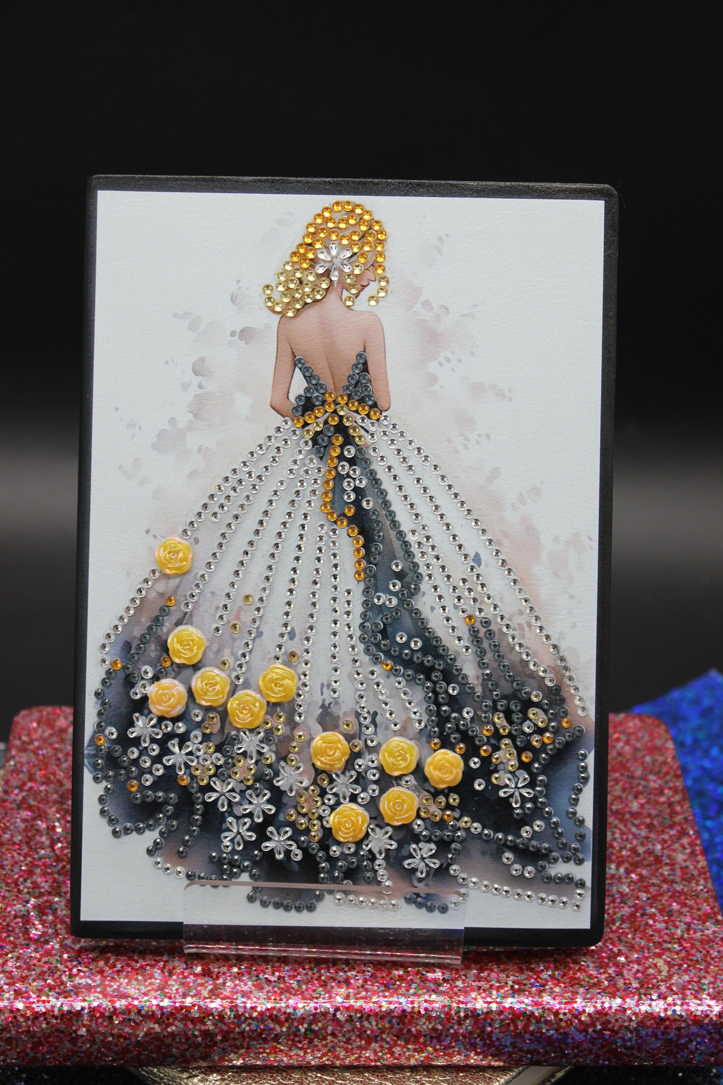 Diamond Art Journal with Beautiful Woman with Long Yellow Flowery Dress and Long Blond Hair