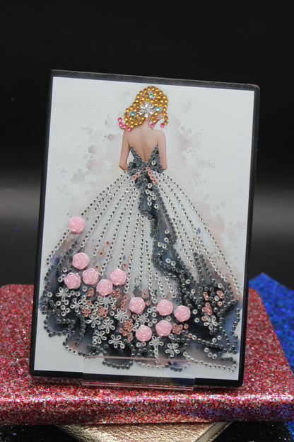 Diamond Art Journal with Beautiful Woman with Long Pink Flowery Dress and Long Blond Hair
