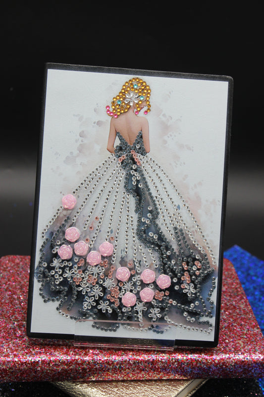 Diamond Art Journal with Beautiful Woman with Long Pink Flowery Dress and Long Blond Hair