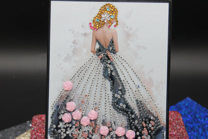Diamond Art Journal with Beautiful Woman with Long Pink Flowery Dress and Long Blond Hair