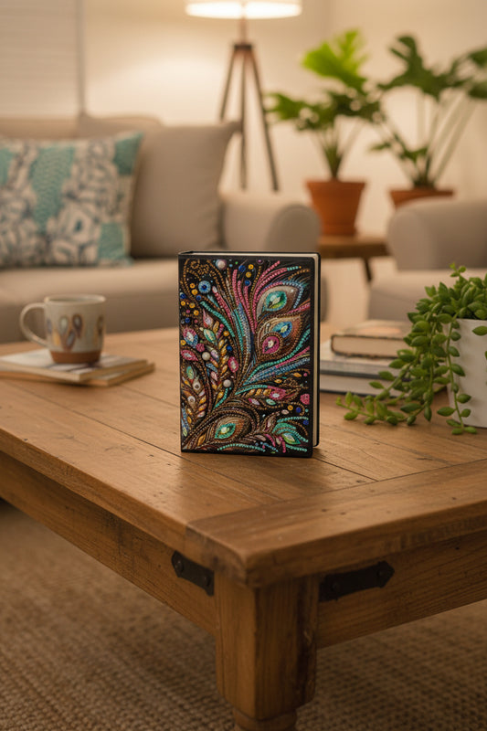 Diamond Art Journal With Gorgeous Multi Colored Flower Leaves and Flowing Grass