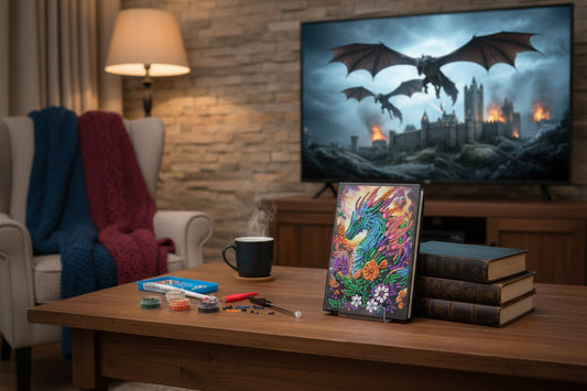Diamond Art Journal with a Multi Colored Fire Dragon