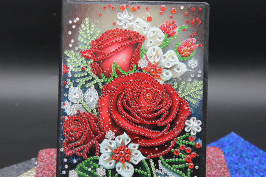 Diamond Art Journal with Red Roses and White Flowers