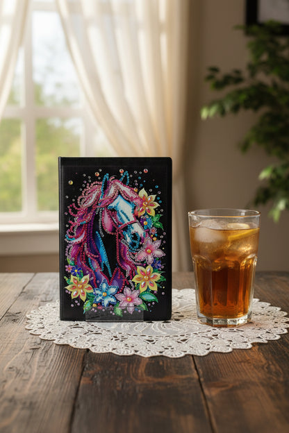 Diamond Art Journal with Beautiful Multi Colored Stallion with Colored Hair