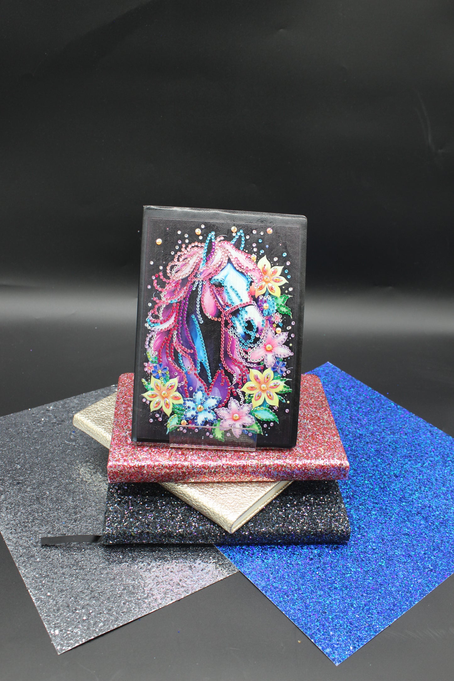Diamond Art Journal with Beautiful Multi Colored Stallion with Colored Hair