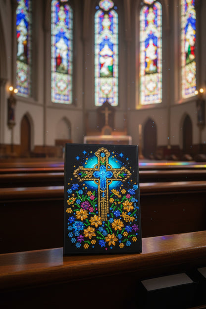 Diamond Art Journal With Multi Colored Gold Cross