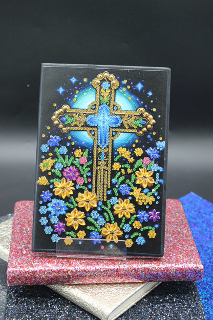 Diamond Art Journal With Multi Colored Gold Cross