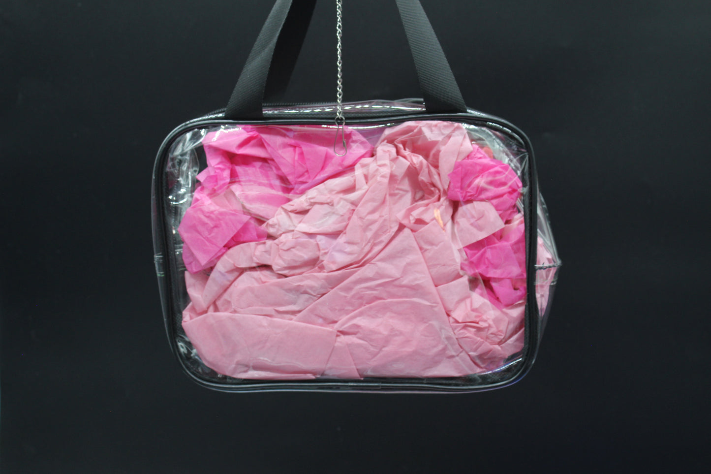 Clear Hand Tote Bag with Multi Colored Diamond Art Rose on the Front