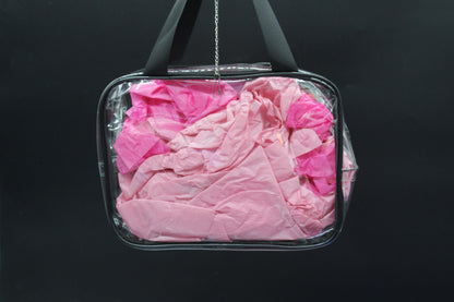 Clear Hand Tote Bag with Multi Colored Diamond Art Rose on the Front