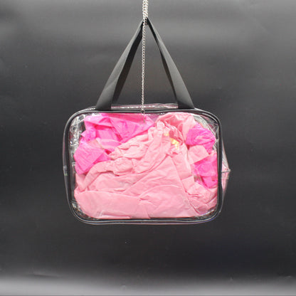 Clear Hand Tote Bag with Multi Colored Diamond Art Rose on the Front