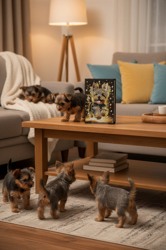 Diamond Art Journal with a Cute Little Yellow and Brown Yorkie