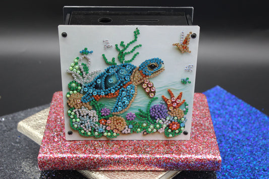 Diamond Art Double Sided Sea Turtle Coin bank