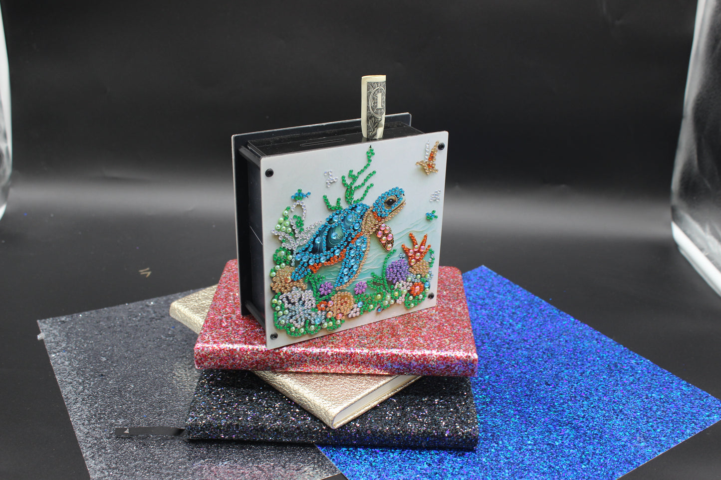 Diamond Art Double Sided Sea Turtle Coin bank