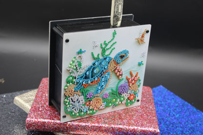 Diamond Art Double Sided Sea Turtle Coin bank