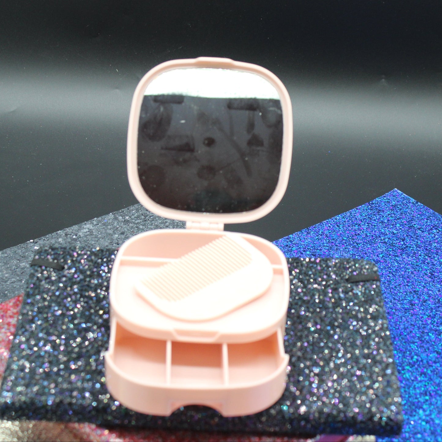 Portable Diamond Painting Jewelry Storage Box Pink with a Crystal Ballerina