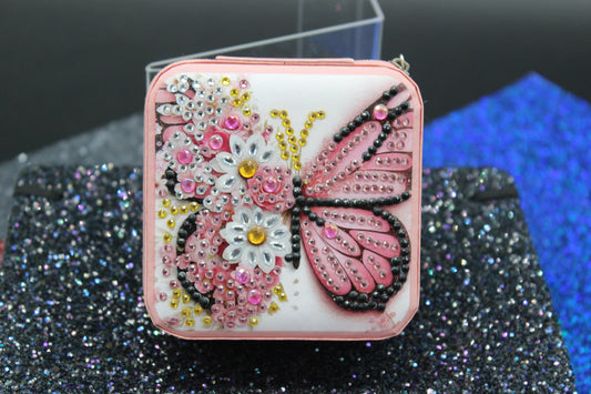 Portable Diamond Painting Jewelry Box featuring a Colorful Butterfly