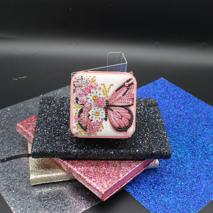 Portable Diamond Painting Jewelry Box featuring a Colorful Butterfly