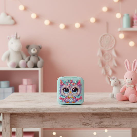 Portable Diamond Painting Jewelry Box featuring Cute Little Large Eyed Owl