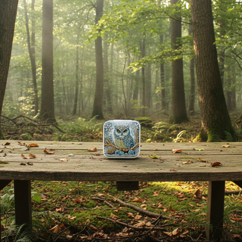 Portable Diamond Painting Jewelry Box featuring Cute Majestic Owl