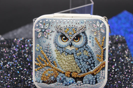 Portable Diamond Painting Jewelry Box featuring Cute Majestic Owl