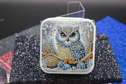 Portable Diamond Painting Jewelry Box featuring Cute Majestic Owl