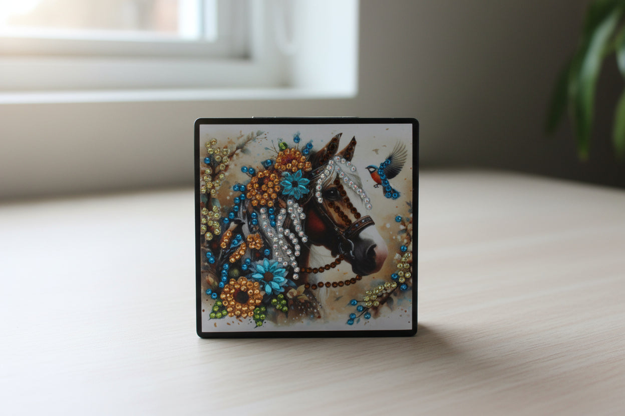 Diamond Art Paper Notepad Holder with Brown Stallion