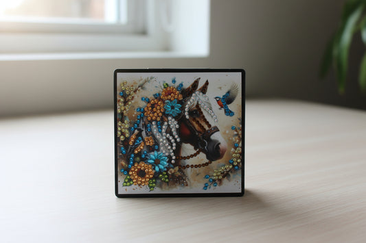 Diamond Art Paper Notepad Holder with Brown Stallion