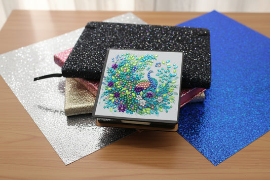 Diamond Art Paper Notepad Holder with Multicolored Peacock