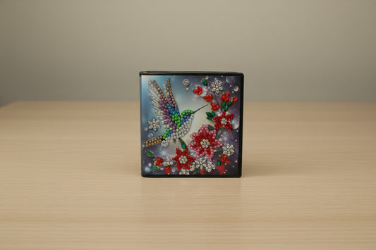 Diamond Art Paper Notepad Holder with Multicolored Hummingbird
