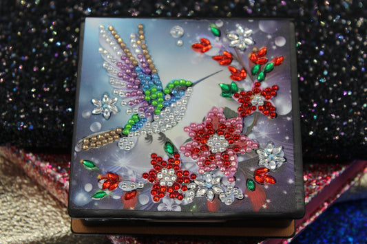 Diamond Art Paper Notepad Holder with Multicolored Hummingbird