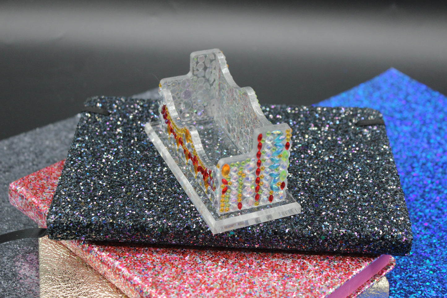 Diamond Art Multi Colored Business Card Holder