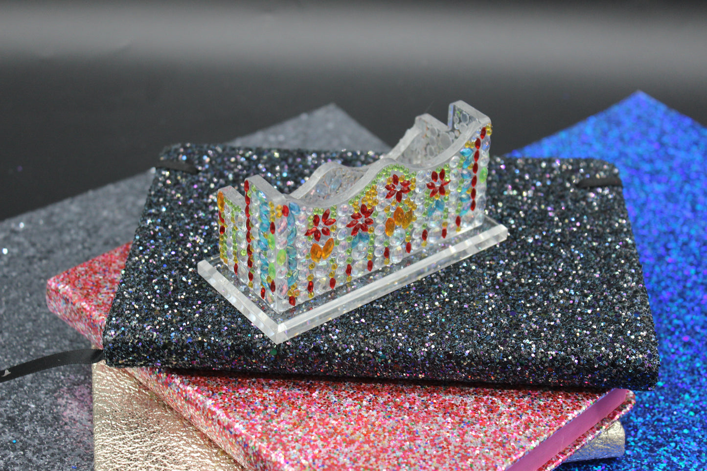 Diamond Art Multi Colored Business Card Holder