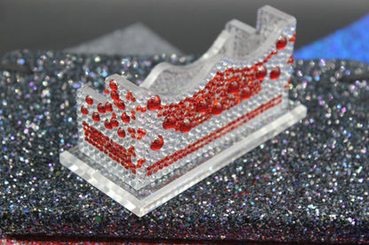 Diamond Art Red and Multi Colored Business Card Holder