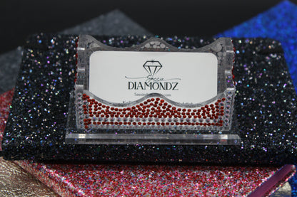 Diamond Art Red and Multi Colored Business Card Holder
